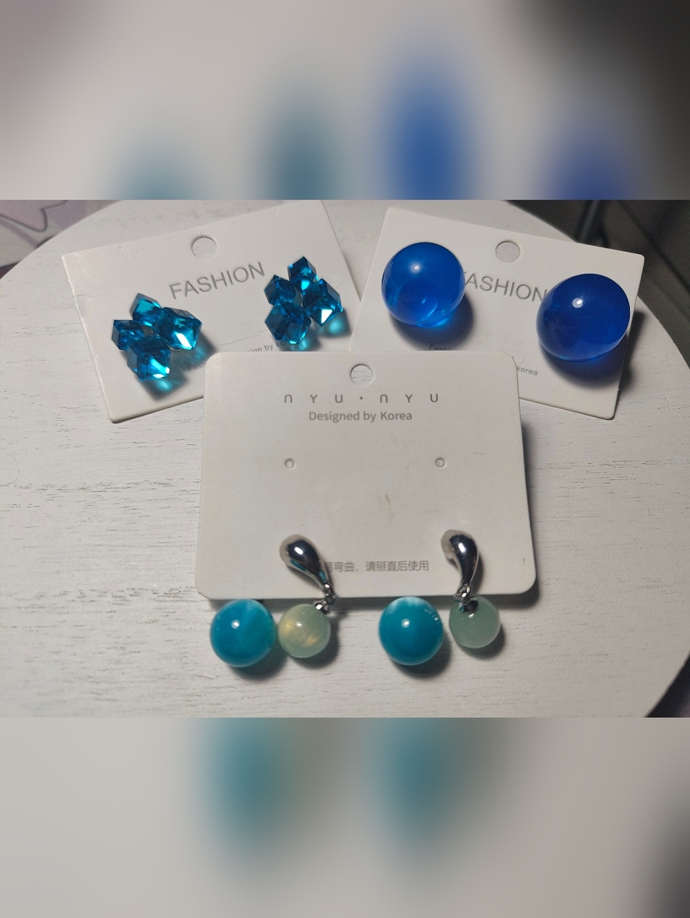 Blue Aqua Drop Dangle Earrings